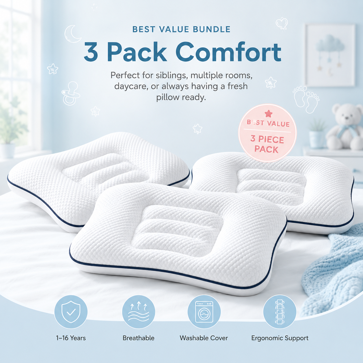 Vertibliss Ergonomic Baby Pillow – Supporting Every Little Spine_Bundle